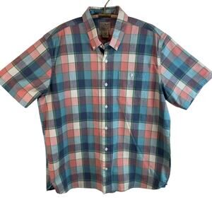 L.L. Bean Pastel Plaid Short Sleeve Shirt Size Large